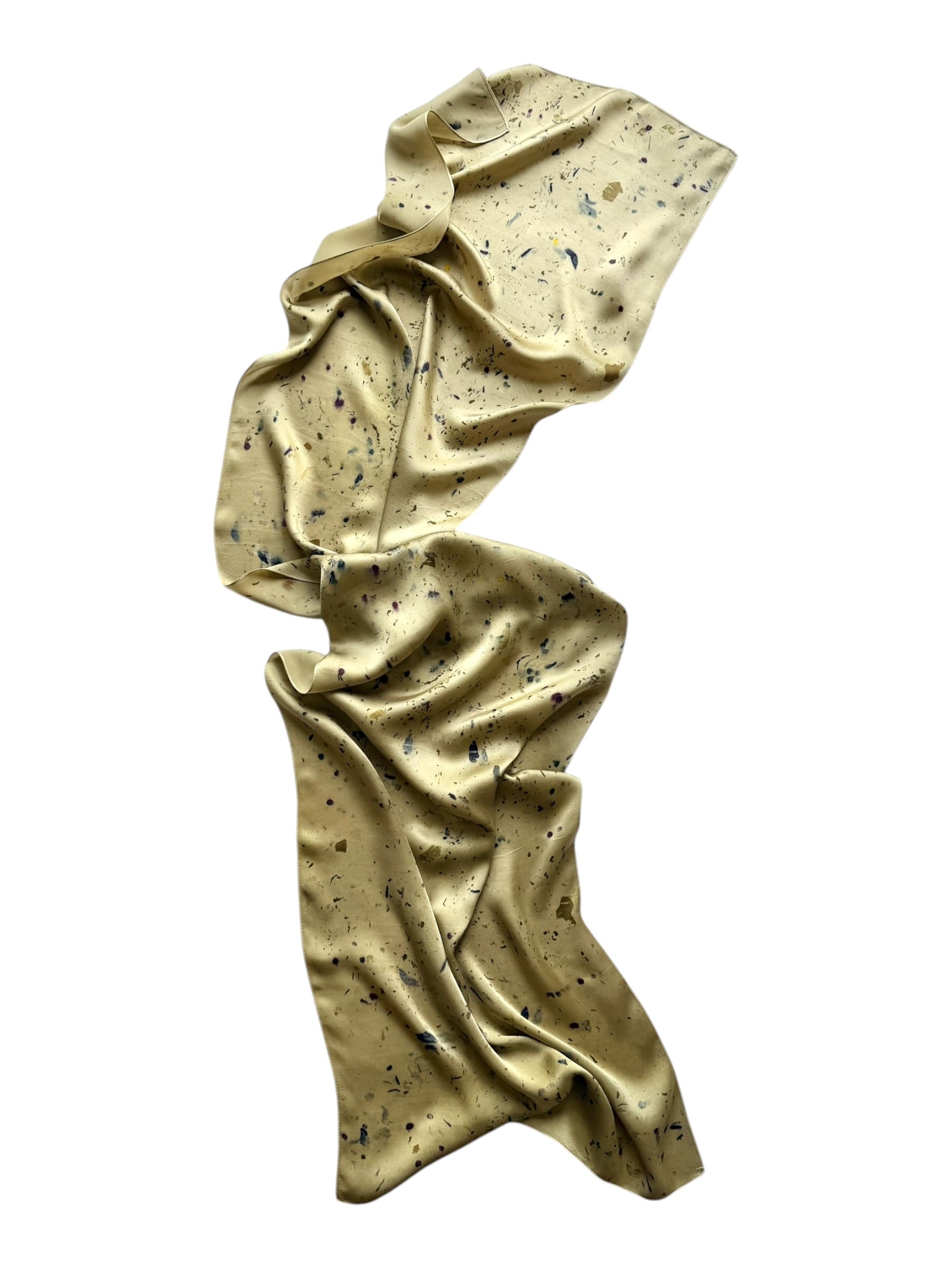 lumbre #5 _ pañuelo de seda con estampación botánica / 180x44 cm.