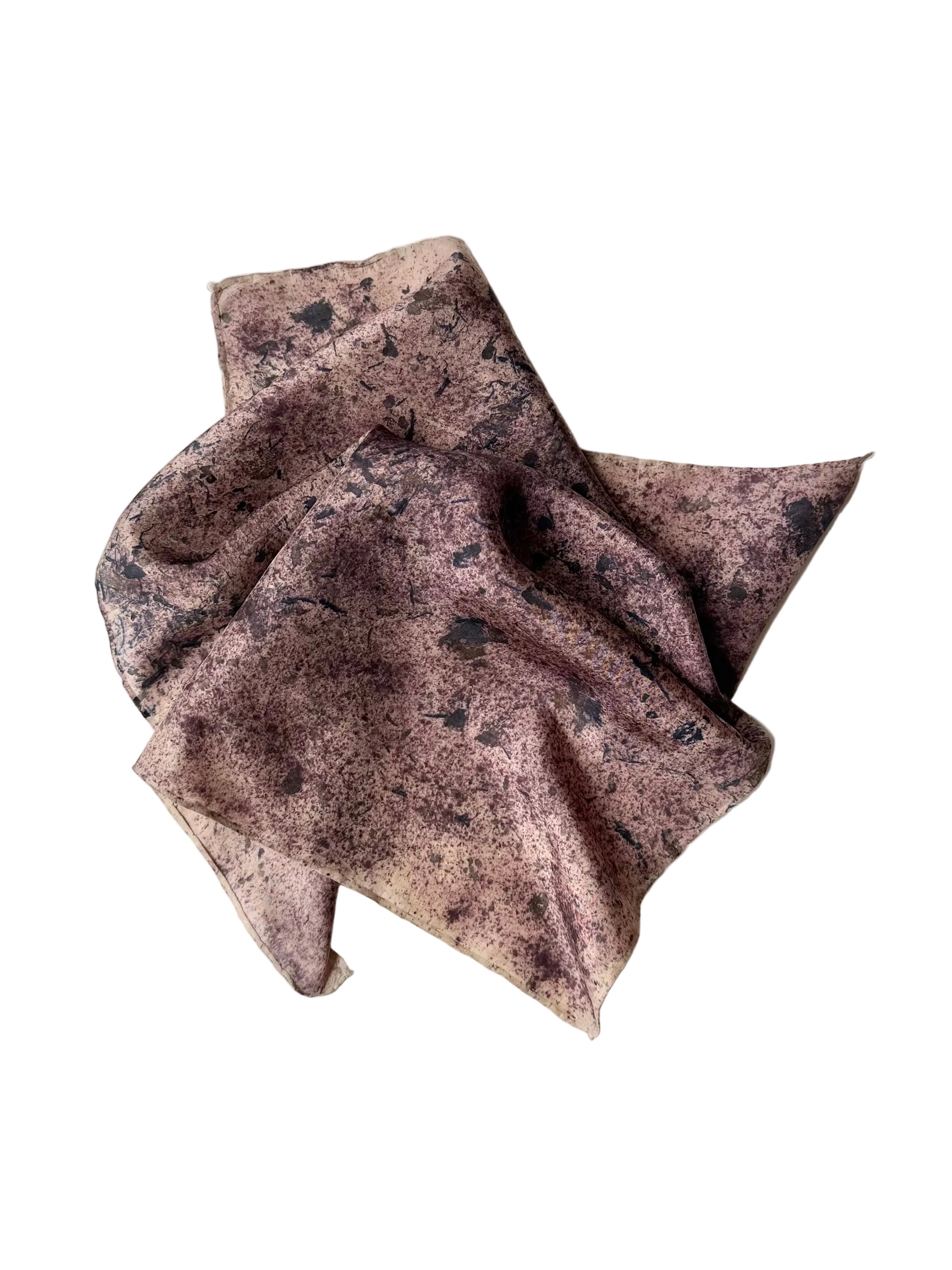 rastro #1 _ pañuelo de seda con estampación botánica / 45x45 cm.