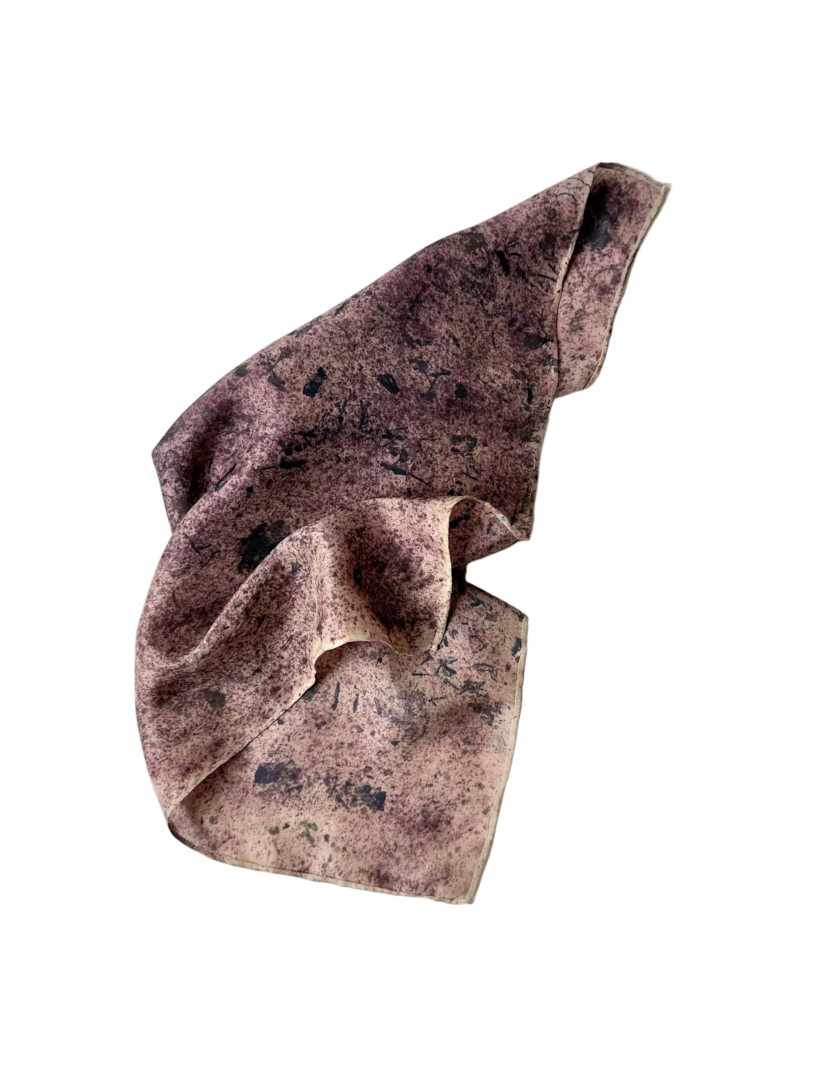 rastro #1 _ pañuelo de seda con estampación botánica / 45x45 cm.