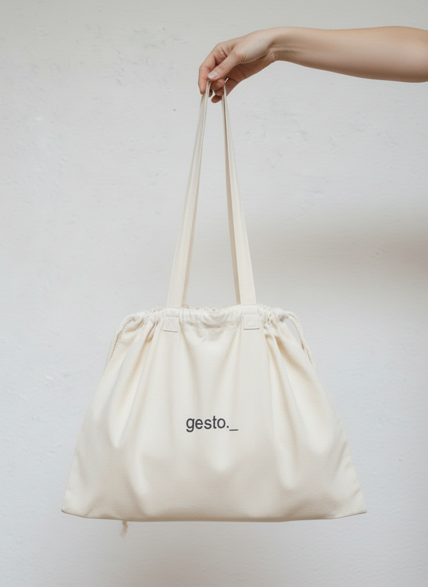 bolsa de algodón gesto._