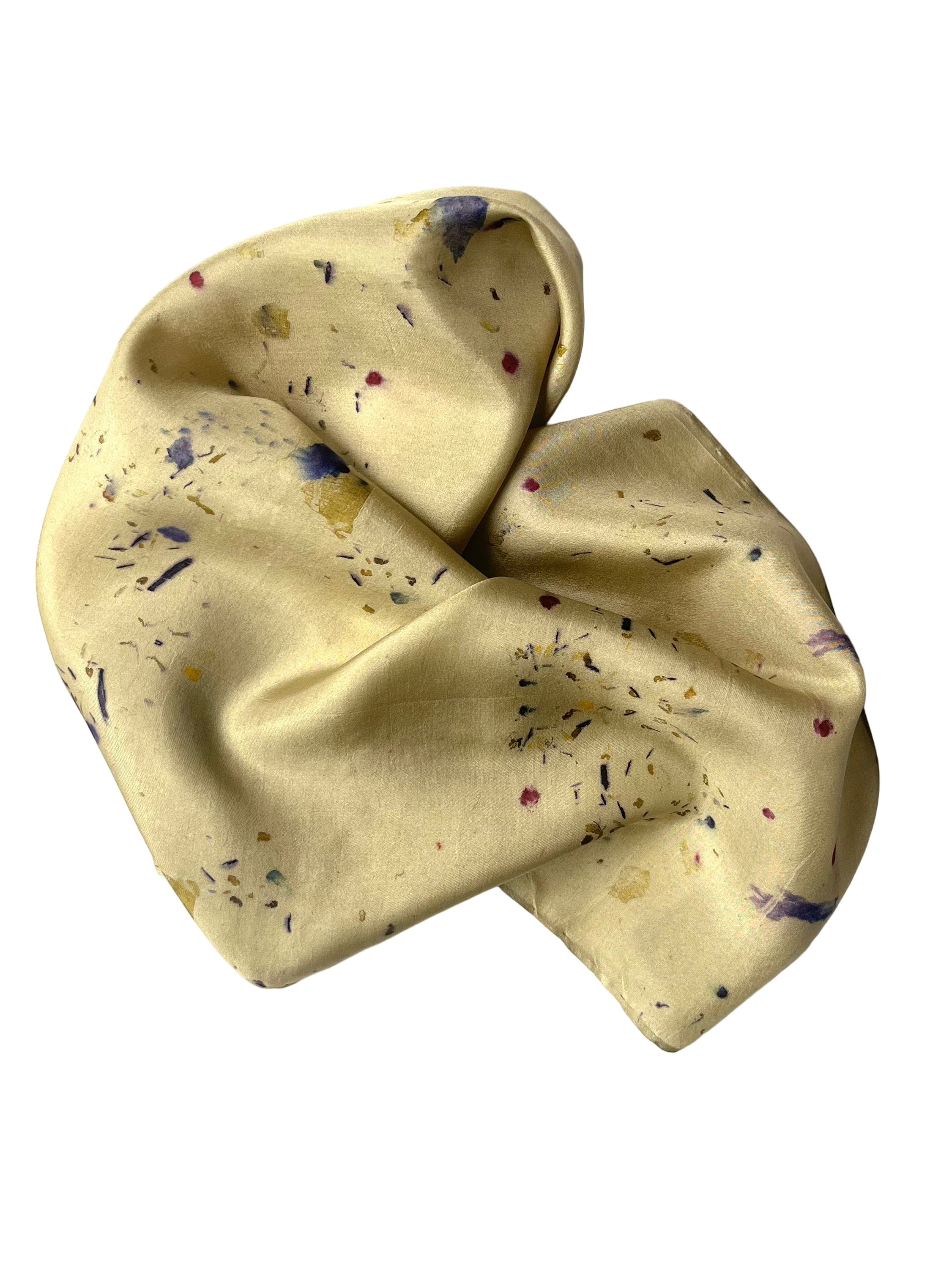 campo _ pañuelo de seda con estampación botánica / 45x45 cm.