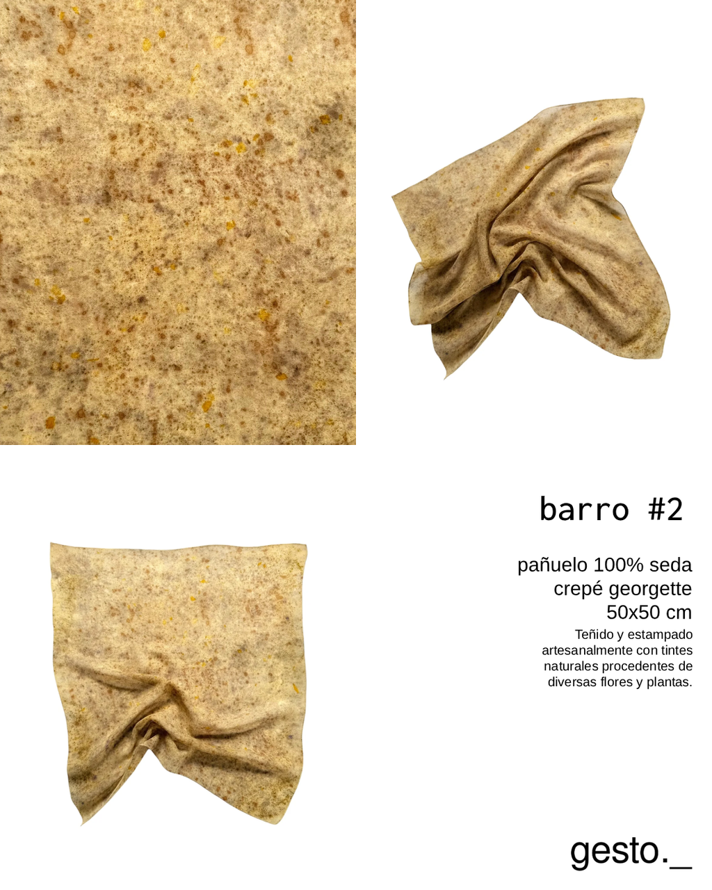 barro _ pañuelo de seda con estampación botánica / varios modelos