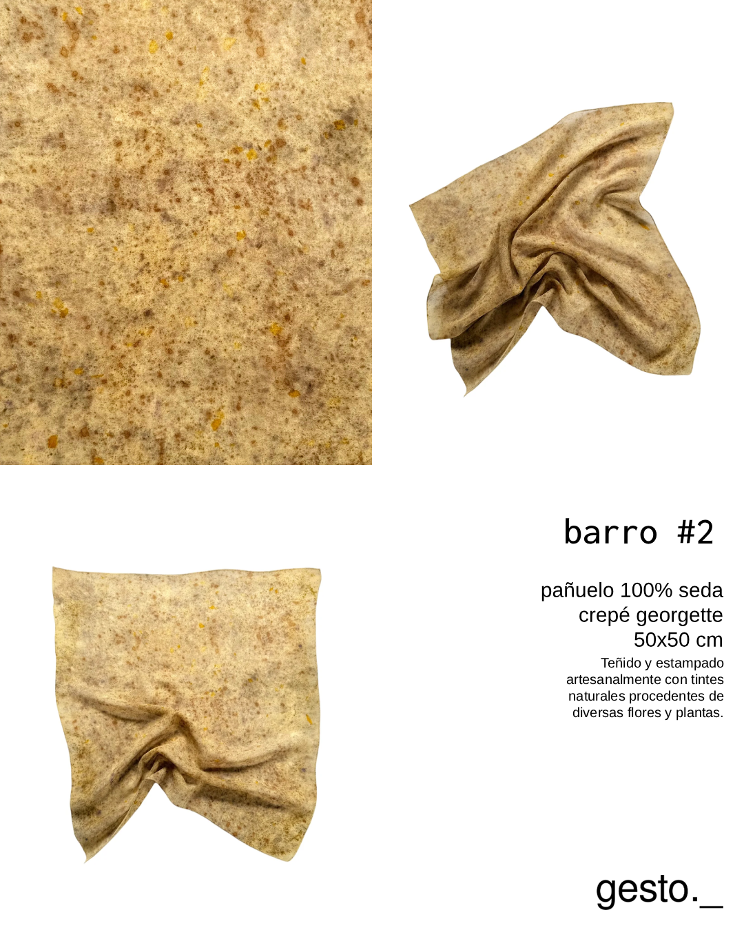 barro _ pañuelo de seda con estampación botánica / varios modelos